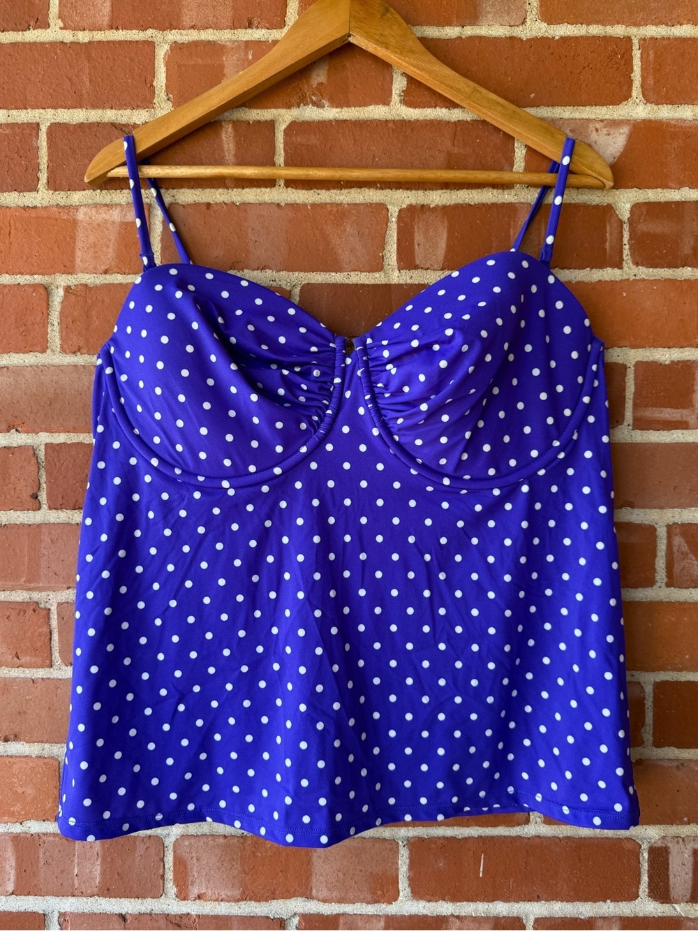 NWT J. Crew Polka Dot Underwire Tankini Top Size 14